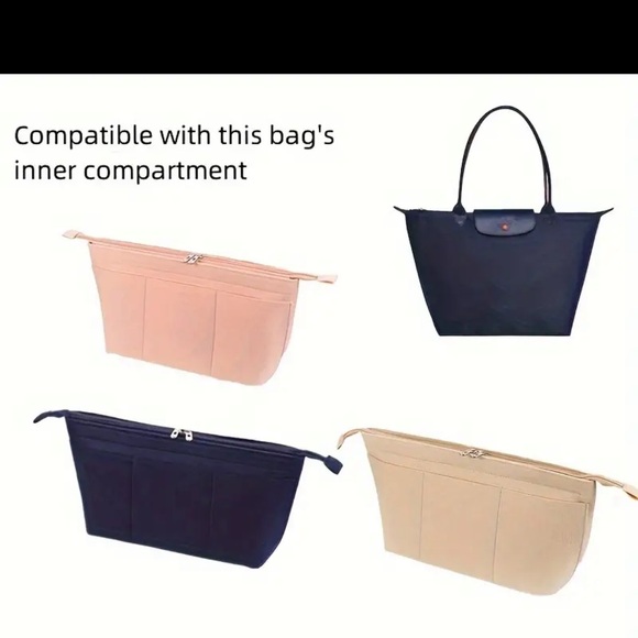 Peach Pink Felt Handbag Organizer Insert for Longchamps - Picture 4 of 7